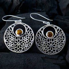 Tiger-Eye-Russian-Agnes-Solitaire-Dangle-Brown-92.5-Silver-Earring