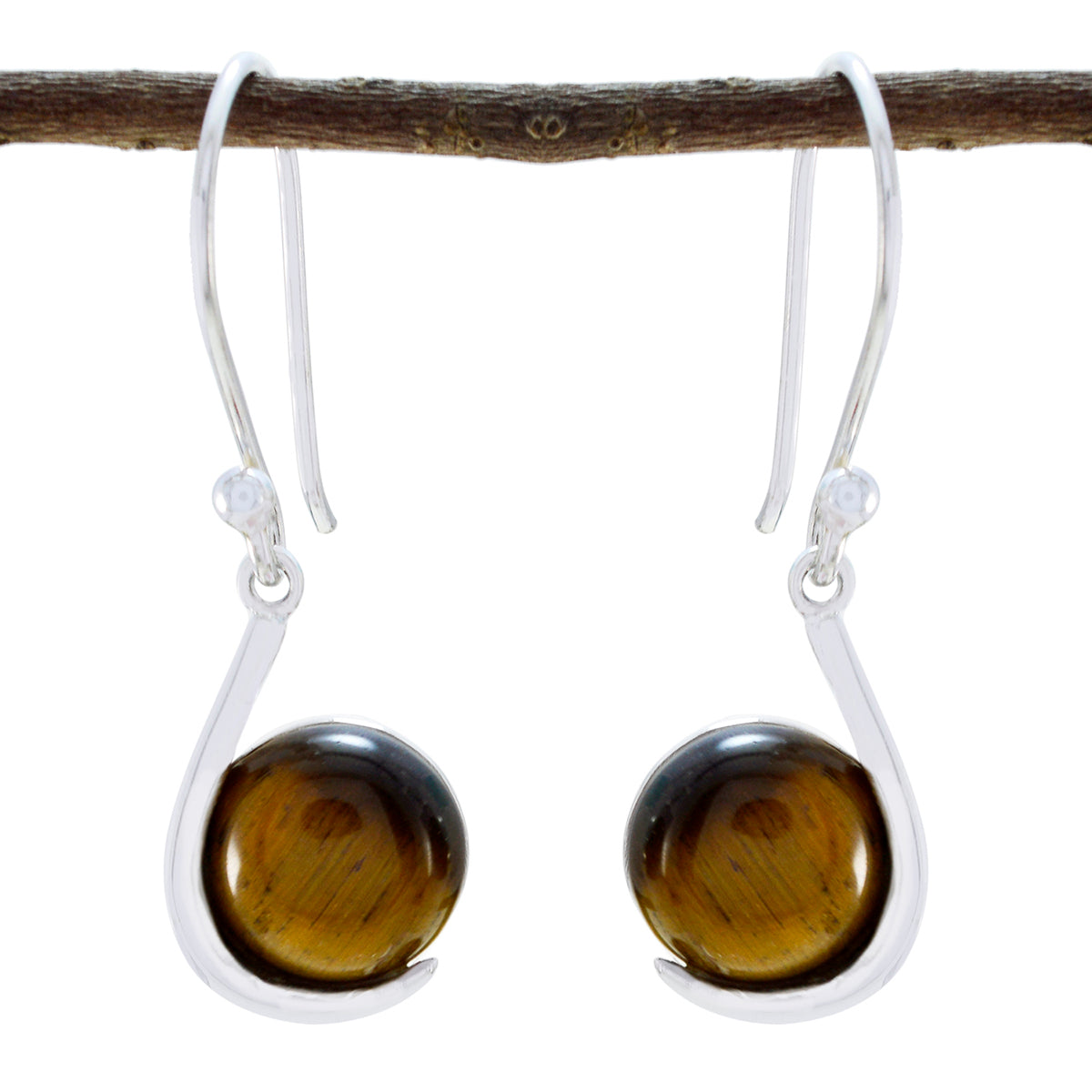 Tiger-Eye-Moroccan-Aisha-Solitaire-Dangle-Brown-925-Sterling-Silver-Earring