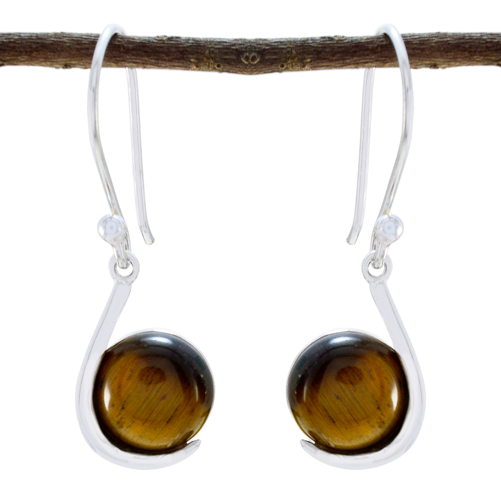 Tiger-Eye-Moroccan-Aisha-Solitaire-Dangle-Brown-925-Sterling-Silver-Earring