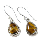 Tiger-Eye-Middle-Eastern-Hana-Solitaire-Dangle-Brown-92.5-Silver-Earring