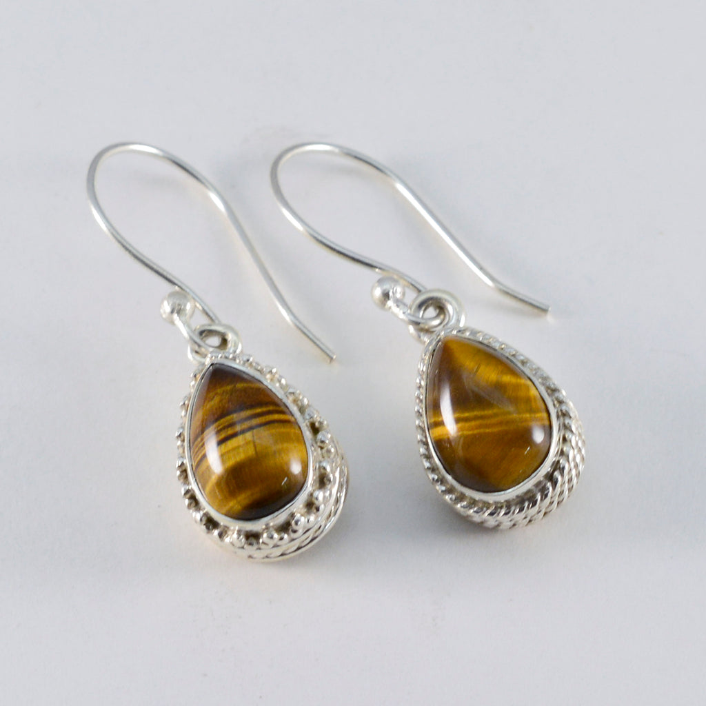 Tiger-Eye-Middle-Eastern-Hana-Solitaire-Dangle-Brown-92.5-Silver-Earring