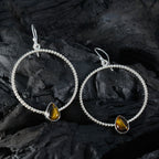 Tiger-Eye-Mexican-Soo-jin-Solitaire-Dangle-Brown-925-Sterling-Silver-Earring