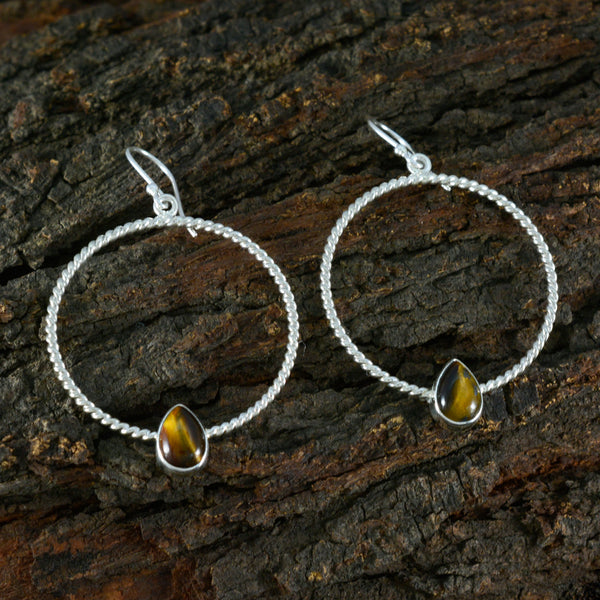 Tiger-Eye-Mexican-Soo-jin-Solitaire-Dangle-Brown-925-Sterling-Silver-Earring