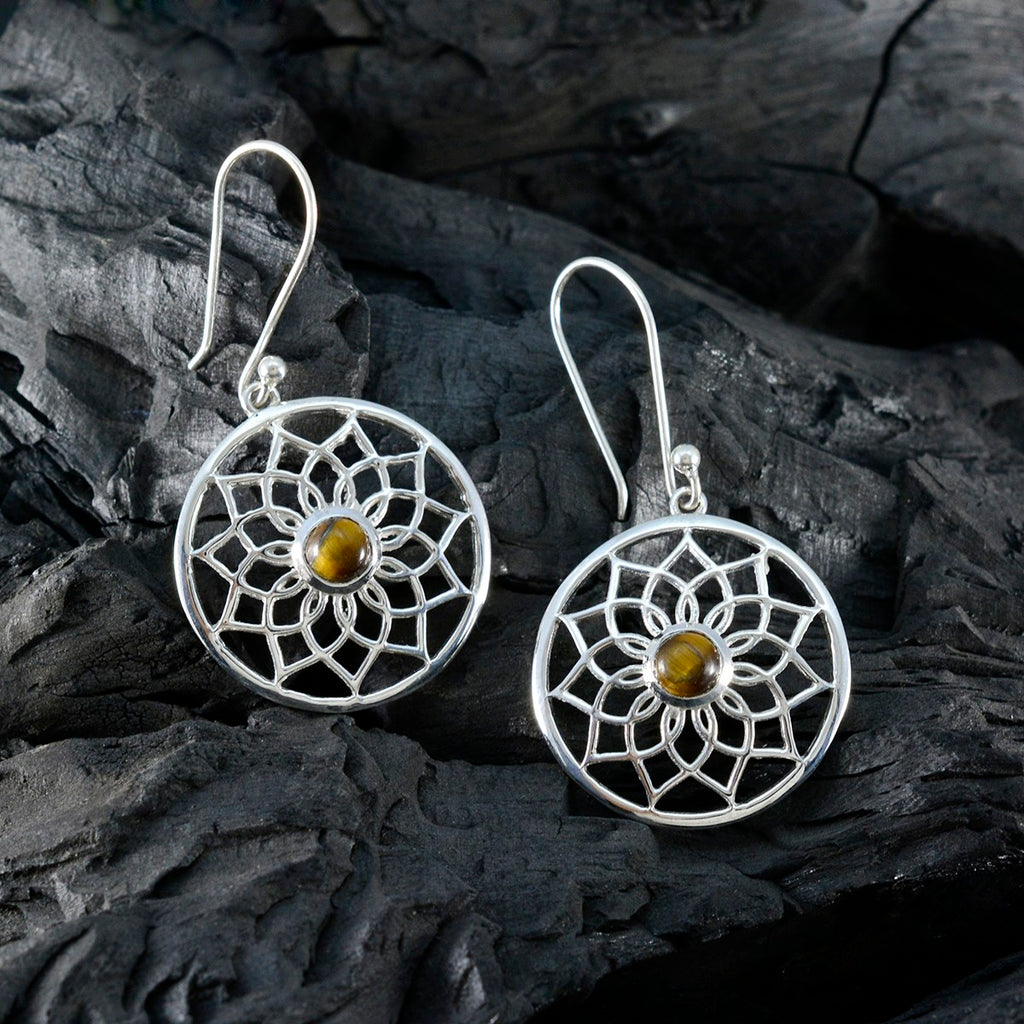 Tiger-Eye-Indian-Kristine-multiple-Dangle-Brown-925-Sterling-Silver-Earring
