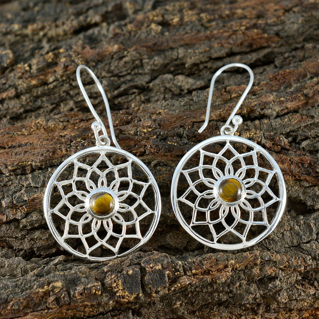 Tiger-Eye-Indian-Kristine-multiple-Dangle-Brown-925-Sterling-Silver-Earring