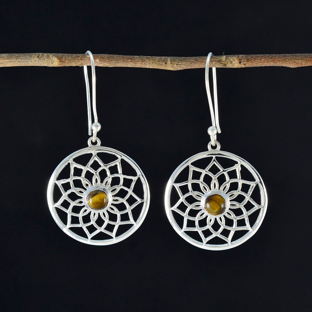 Tiger-Eye-Indian-Kristine-multiple-Dangle-Brown-925-Sterling-Silver-Earring