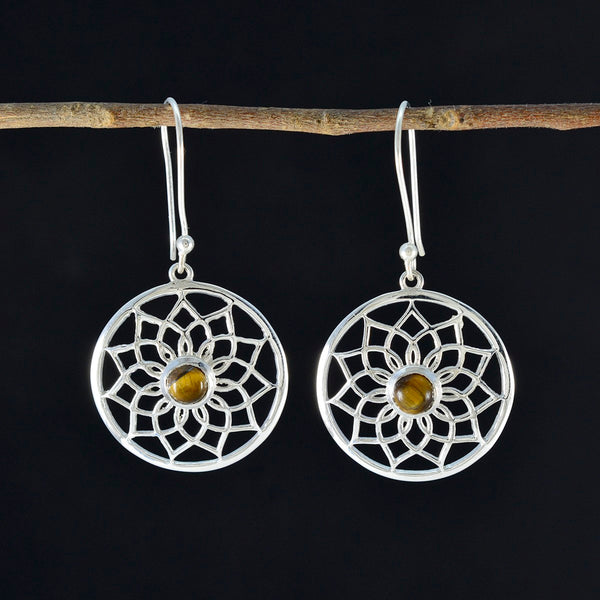 Tiger-Eye-Indian-Kristine-multiple-Dangle-Brown-925-Sterling-Silver-Earring