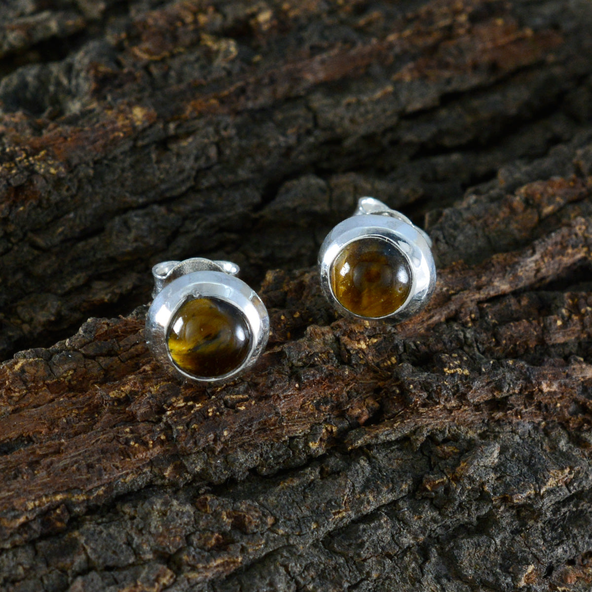Tiger-Eye-Australian-Constanza-Solitaire-Stud-Brown-92.5-Silver-Earring
