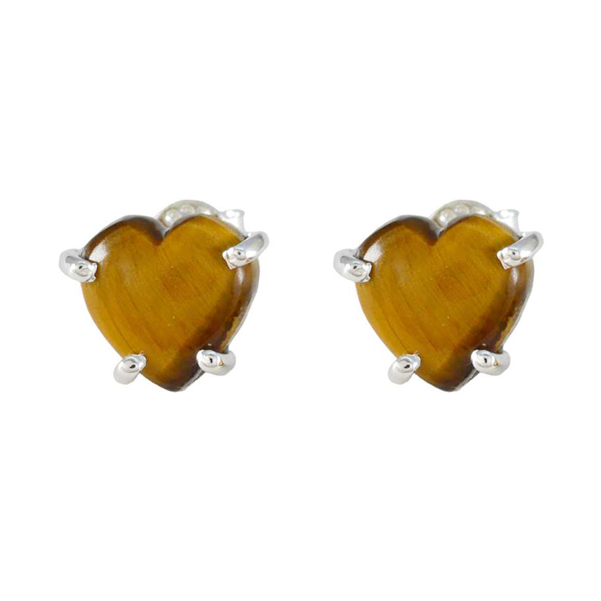 Tiger-Eye-German-Ana-Solitaire-Stud-Brown-Silver-Earring メイン画像