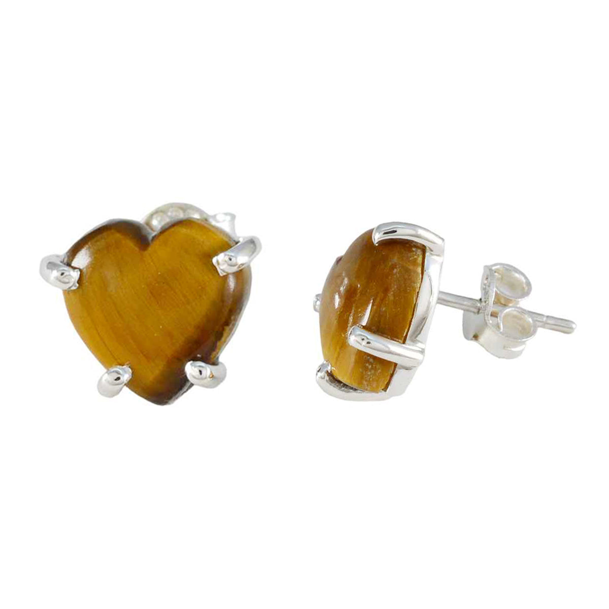 Tiger-Eye-German-Ana-Solitaire-Stud-Brown-Silver-Earring