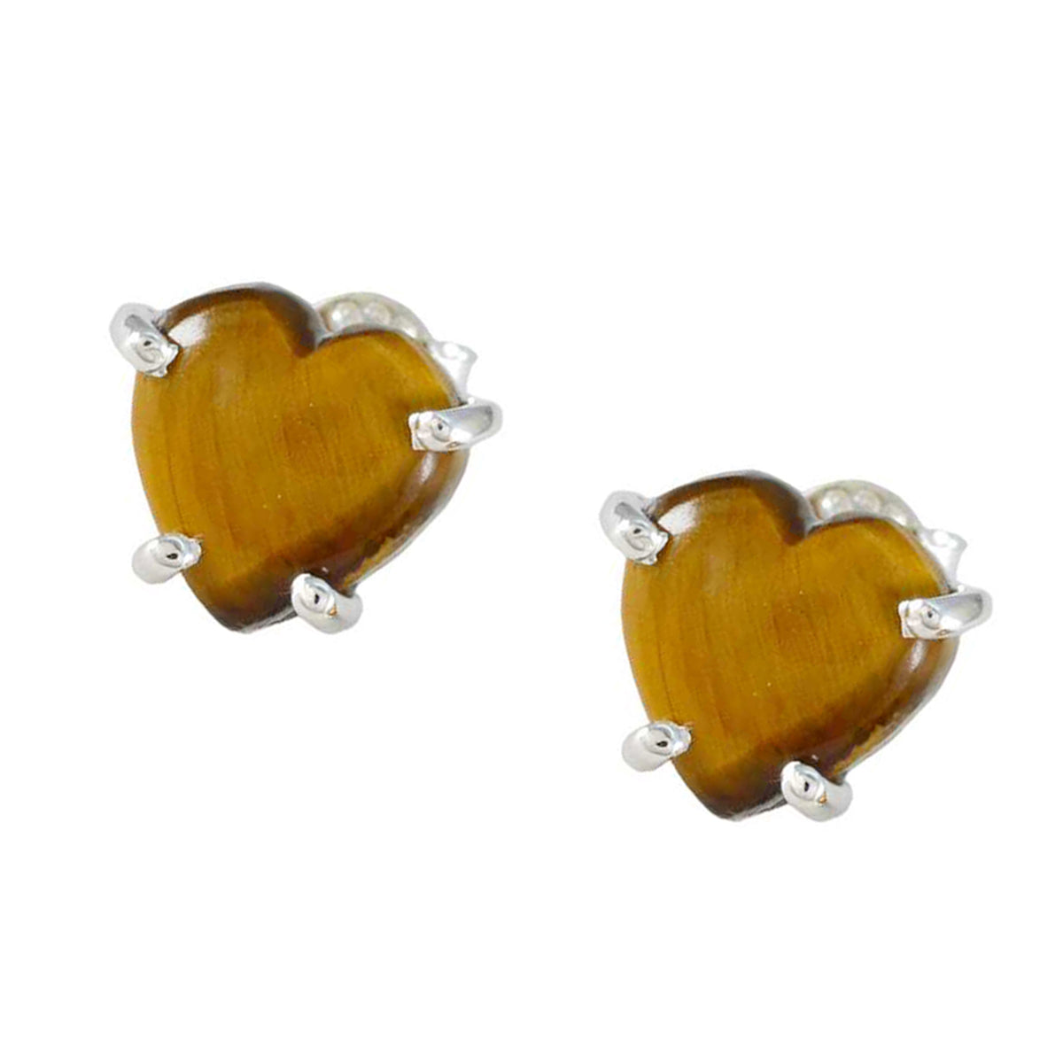 Tiger-Eye-German-Ana-Solitaire-Stud-Brown-Silver-Earring