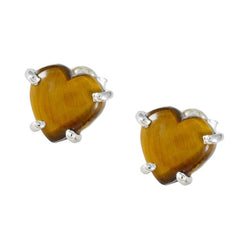 Tiger-Eye-German-Ana-Solitaire-Stud-Brown-Silver-Earring