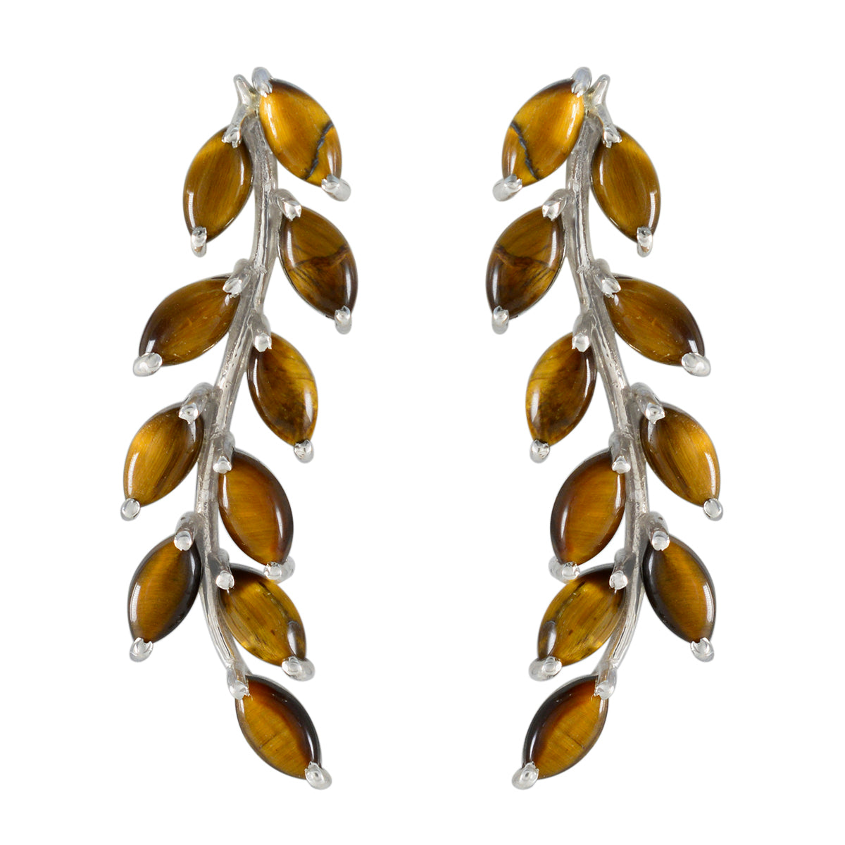 Tiger-Eye-Middle-Eastern-Patricia-multiple-Stud-Brown-925-Sterling-Silver-Earring Imagen principal del producto