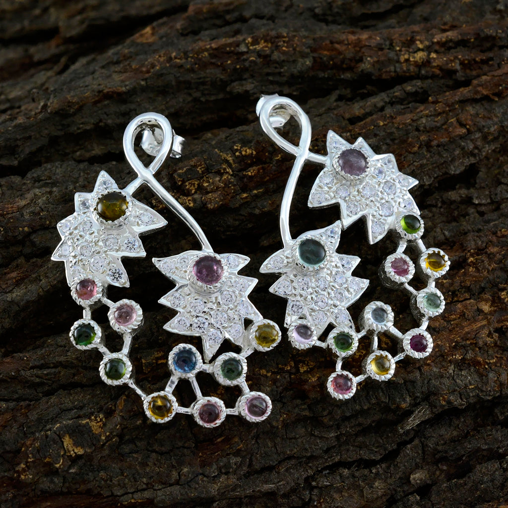 Tourmaline-Indian-Meera-multiple-Dangle-multicolor-92.5-Silver-Earring