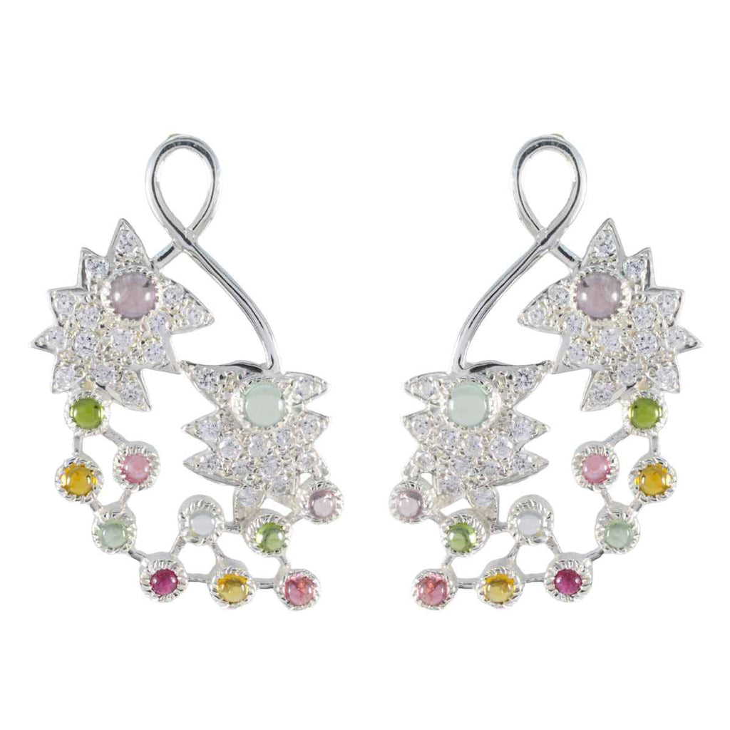 Tourmaline-Indian-Meera-multiple-Dangle-multicolor-92.5-Silver-Earring
