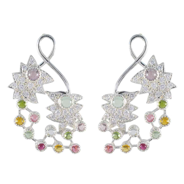 Tourmaline-Indian-Meera-multiple-Dangle-multicolor-92.5-Silver-Earring