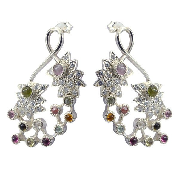 Tourmaline-Indian-Meera-multiple-Dangle-multicolor-92.5-Silver-Earring