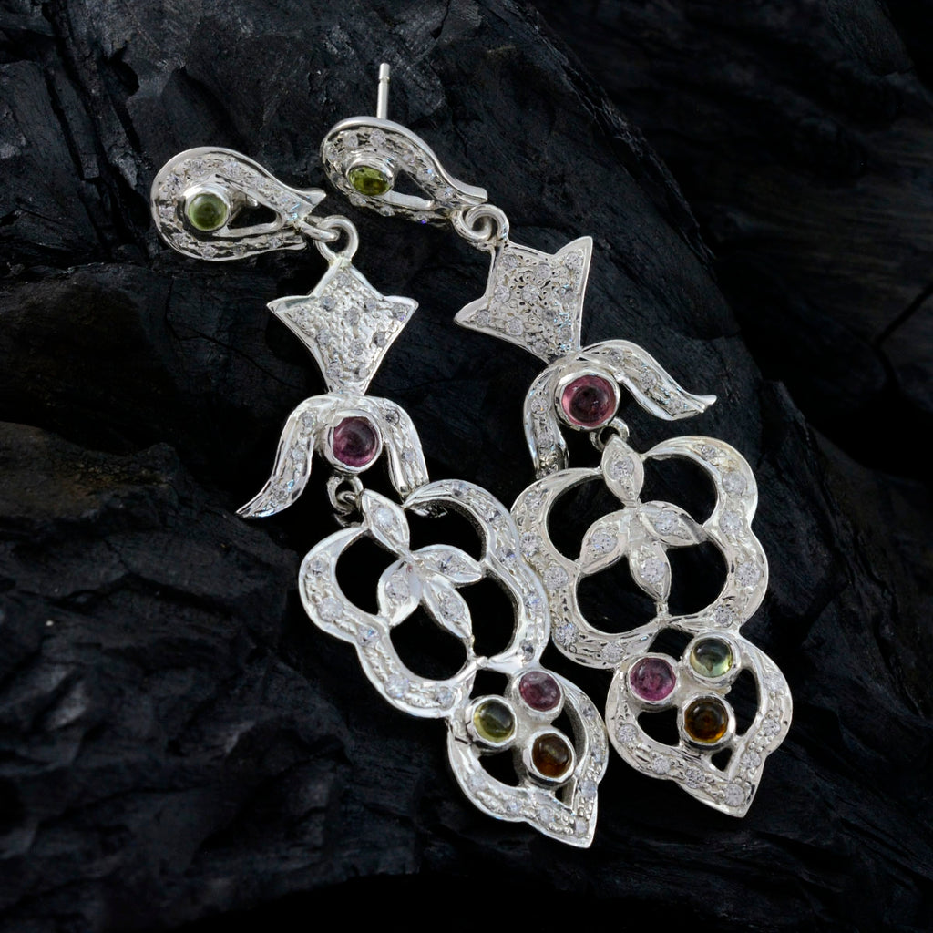 Tourmaline-Indian-Natcha-multiple-Stud-multicolor-Sterling-Silver-Earring