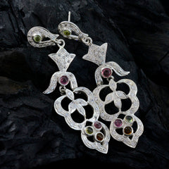 Tourmaline-Indian-Natcha-multiple-Stud-multicolor-Sterling-Silver-Earring