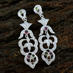 Tourmaline-Indian-Natcha-multiple-Stud-multicolor-Sterling-Silver-Earring