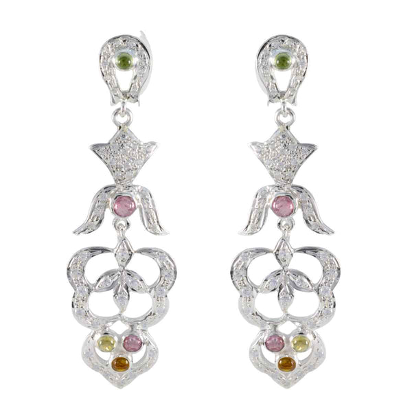 Tourmaline-Indian-Natcha-multiple-Stud-multicolor-Sterling-Silver-Earring