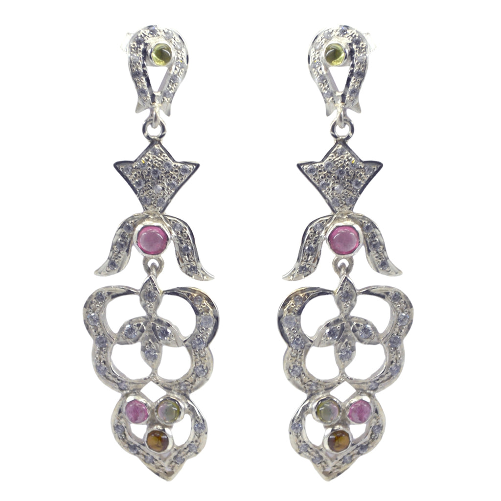 Tourmaline-Indian-Natcha-multiple-Stud-multicolor-Sterling-Silver-Earring