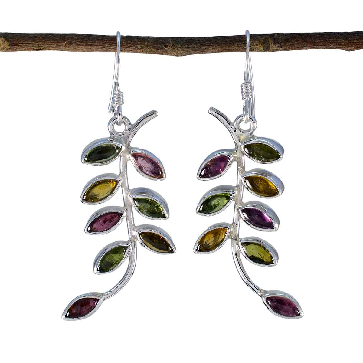 Tourmaline-Egyptian-Alice-multiple-Dangle-multicolor-925-Sterling-Silver-Earring