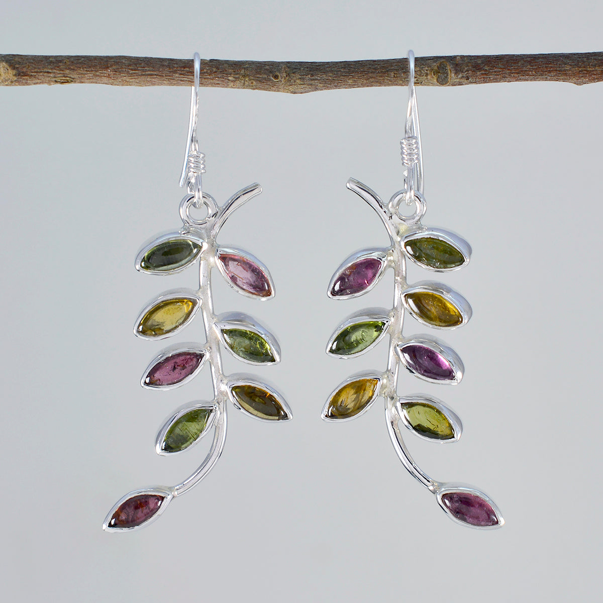Tourmaline-Egyptian-Alice-multiple-Dangle-multicolor-925-Sterling-Silver-Earring