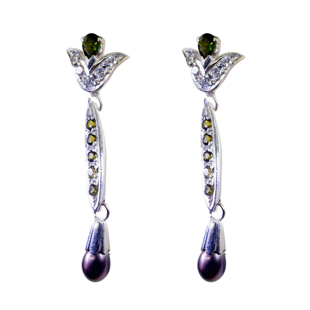 Tourmaline-Indian-Nisa-multiple-Stud-multicolor-925-Sterling-Silver-Earring Imagen principal del producto