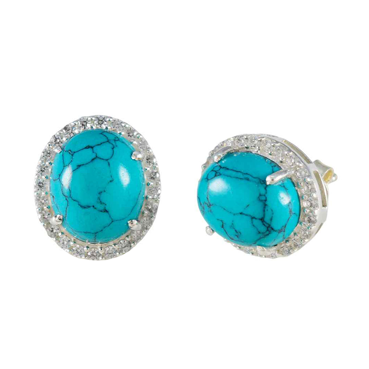Boucles d'oreilles à tige multiples en argent sterling bleu turquoise américain Alina Image secondaire du produit
