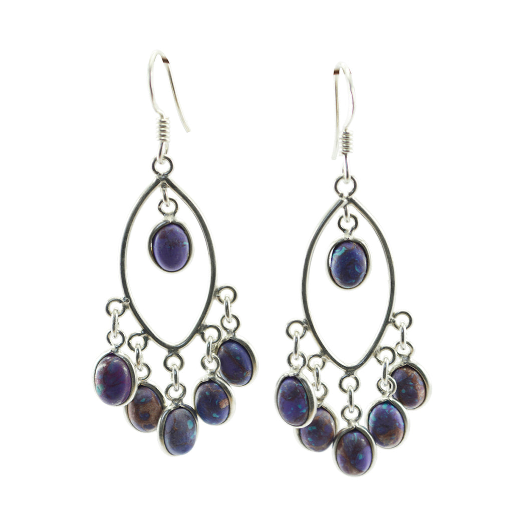 Turquoise-Middle-Eastern-Aurora-multiple-Dangle-Blue-Silver-Earring