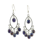 Turquoise-Middle-Eastern-Aurora-multiple-Dangle-Blue-Silver-Earring