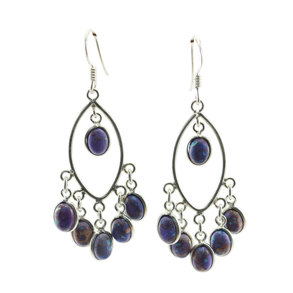 Turquoise-Middle-Eastern-Aurora-multiple-Dangle-Blue-Silver-Earring