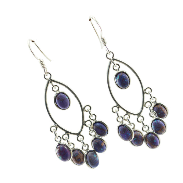 Turquoise-Middle-Eastern-Aurora-multiple-Dangle-Blue-Silver-Earring