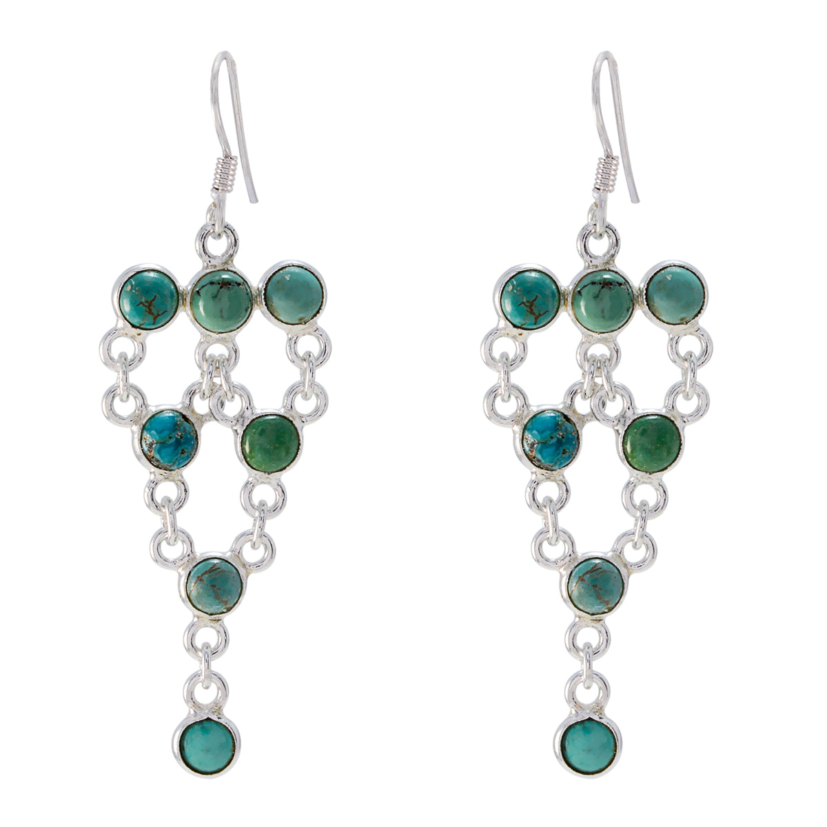 Turquoise-German-Bianca-multiple-Dangle-Blue-925-Sterling-Silver-Earring