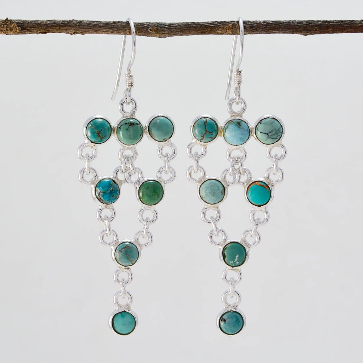 Turquoise-German-Bianca-multiple-Dangle-Blue-925-Sterling-Silver-Earring Immagine principale del prodotto