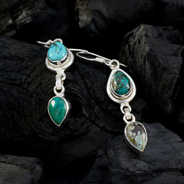 Turquoise-Latin-American-Bianca-multiple-Dangle-Blue-Silver-Earring