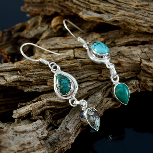 Turquoise-Latin-American-Bianca-multiple-Dangle-Blue-Silver-Earring