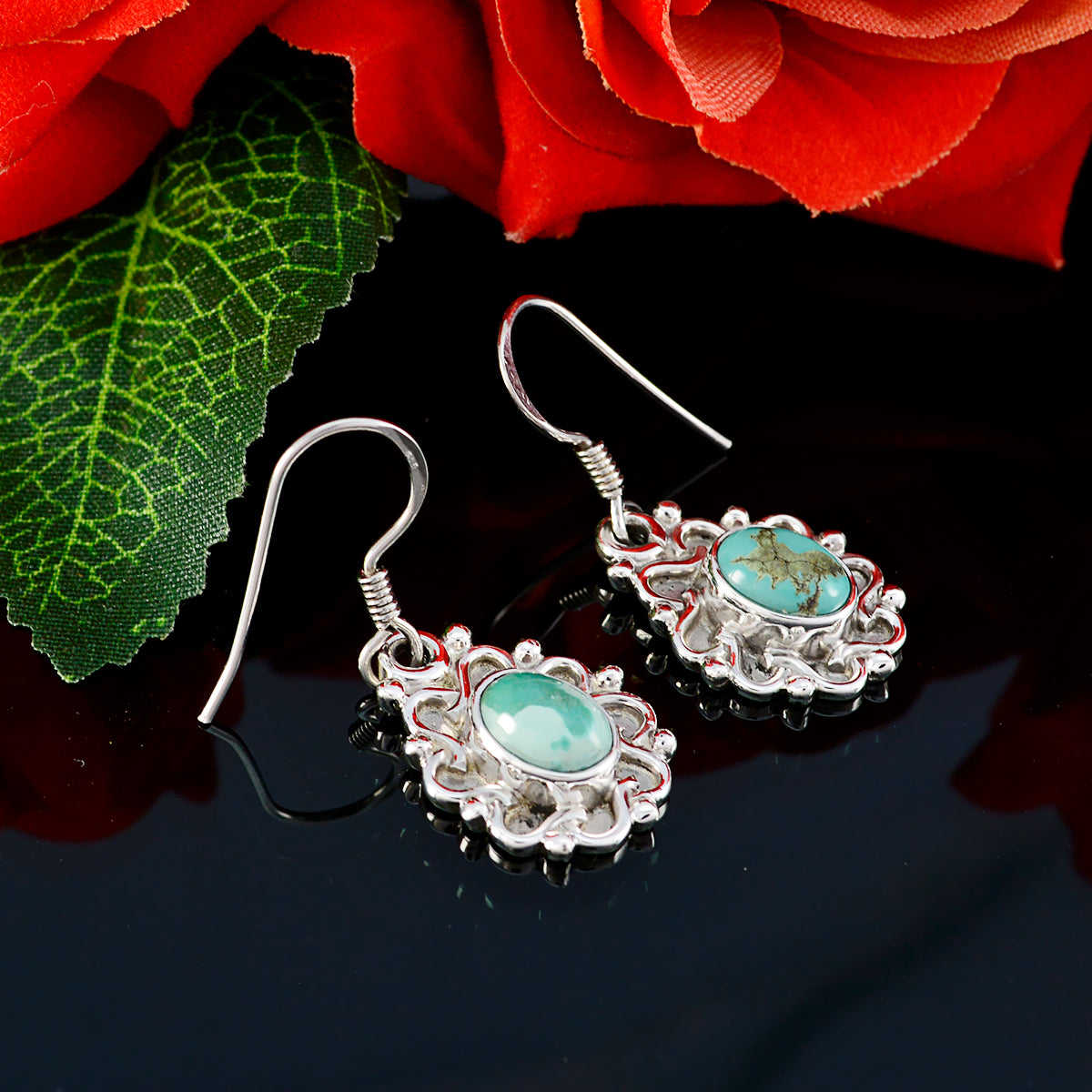 Boucles d'oreilles pendantes multiples en argent sterling bleu turquoise américain Eleanor Image secondaire du produit