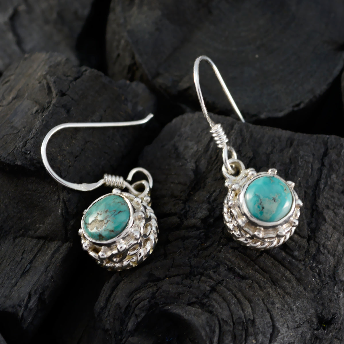 Turquoise-American-Natalie-multiple-Dangle-Blue-925-Sterling-Silver-Earring
