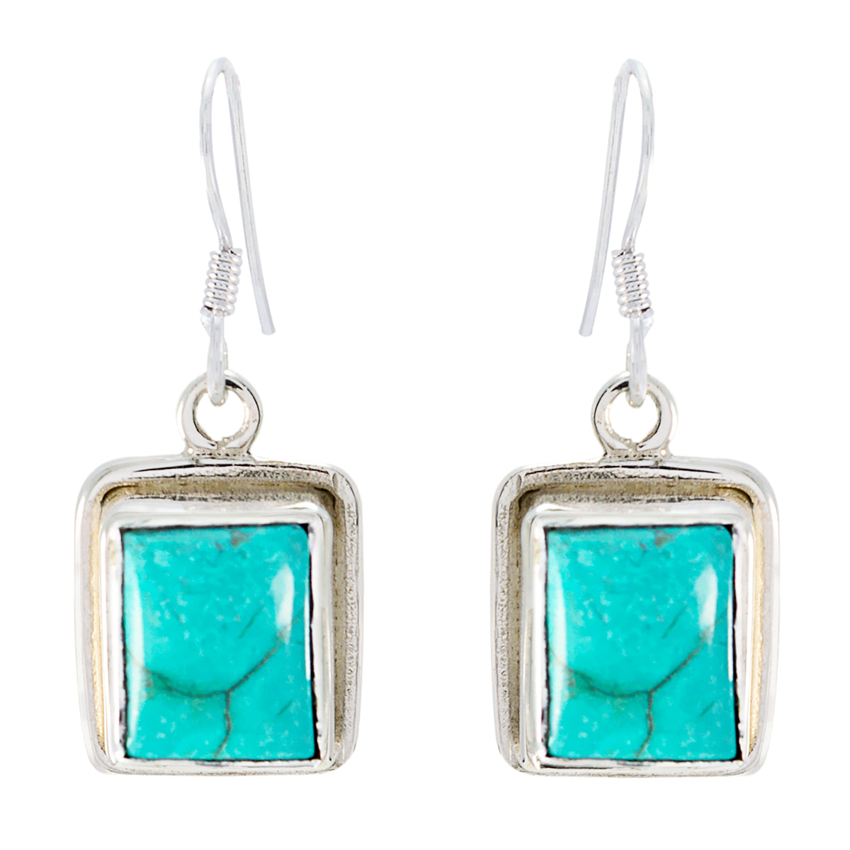 Turquoise-Middle-Eastern-Emilia-Solitaire-Dangle-Blue-925-Silver-Earring メイン画像