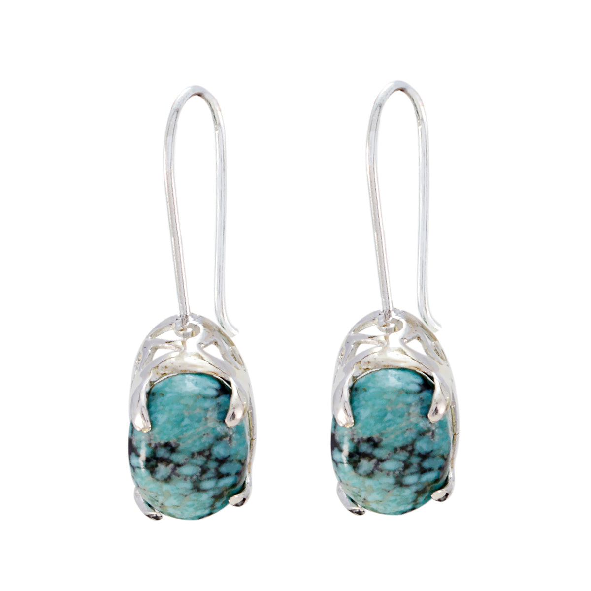 Turquoise-African-Jiwoo-Solitaire-Dangle-multicolor-Sterling-Silver-Earring
