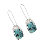 Turquoise-African-Jiwoo-Solitaire-Dangle-multicolor-Sterling-Silver-Earring