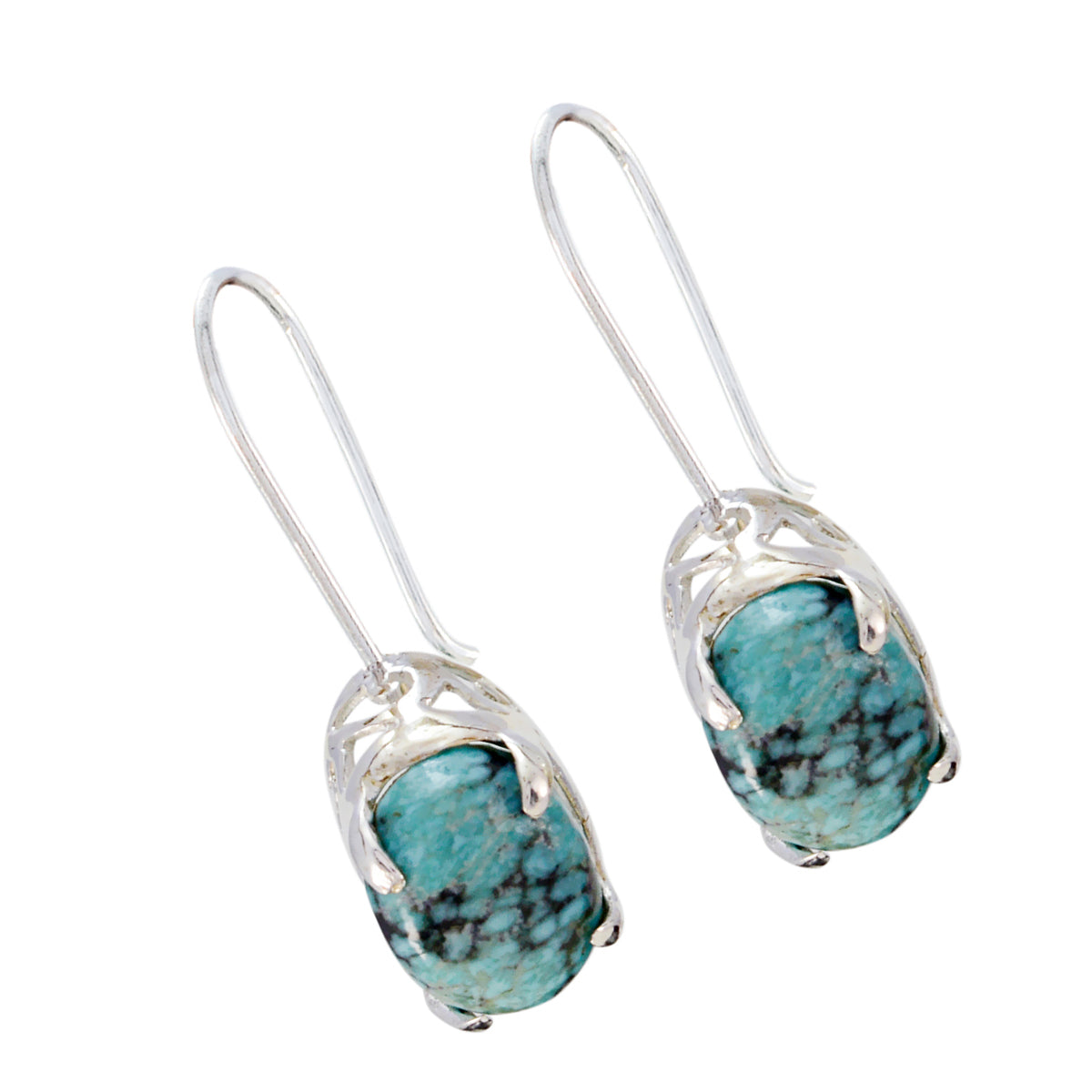 Turquoise-African-Jiwoo-Solitaire-Dangle-multicolor-Sterling-Silver-Earring