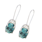 Turquoise-African-Jiwoo-Solitaire-Dangle-multicolor-Sterling-Silver-Earring
