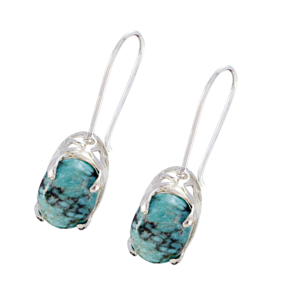 Turquoise-African-Jiwoo-Solitaire-Dangle-multicolor-Sterling-Silver-Earring