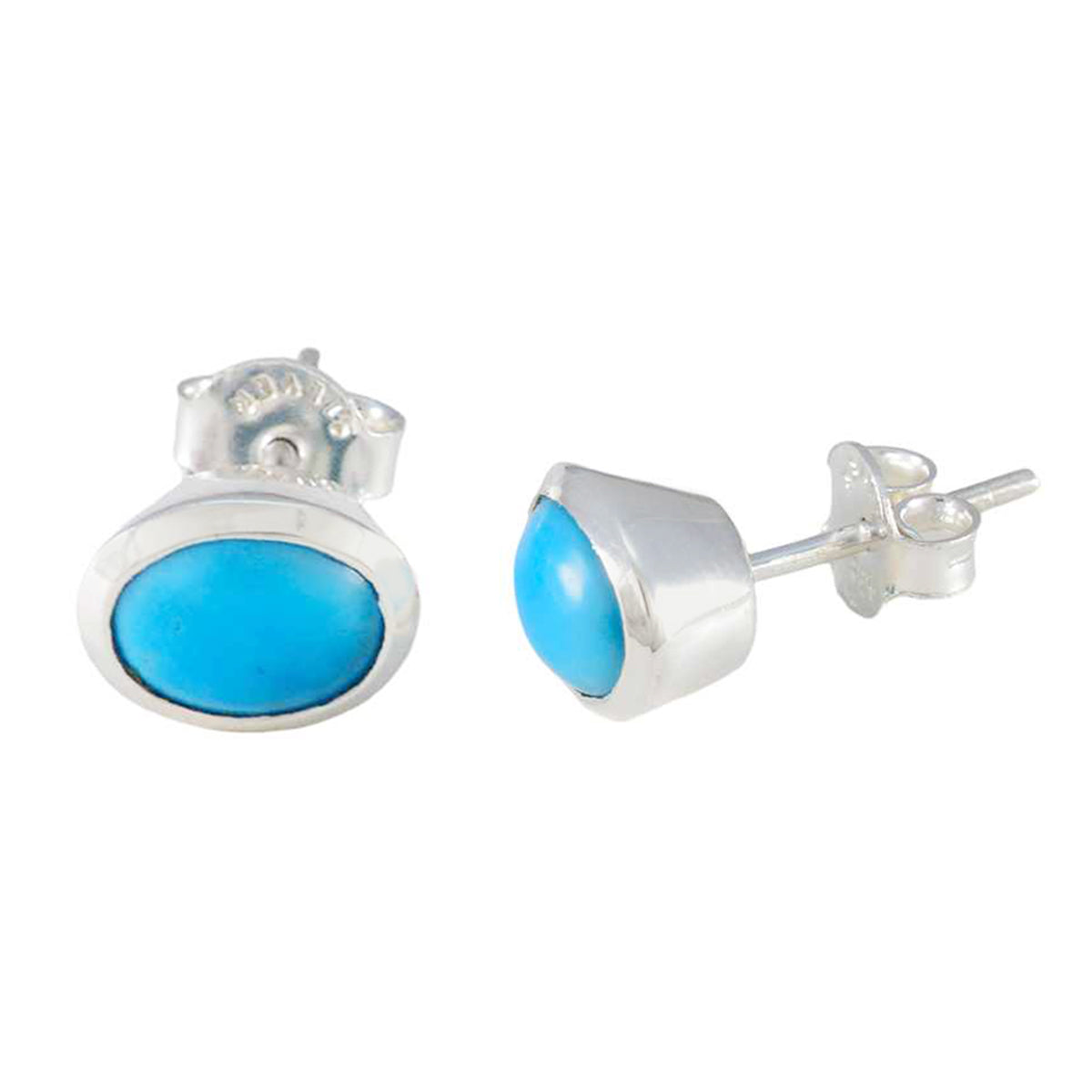 Turquoise-Korean-Charlotte-Solitaire-Stud-multicolor-925-Sterling-Silver-Earring