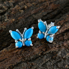 Turquoise-Mexican-Isabel-quarter-Stud-multicolor-Sterling-Silver-Earring