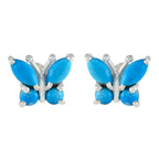 Turquoise-Mexican-Isabel-quarter-Stud-multicolor-Sterling-Silver-Earring