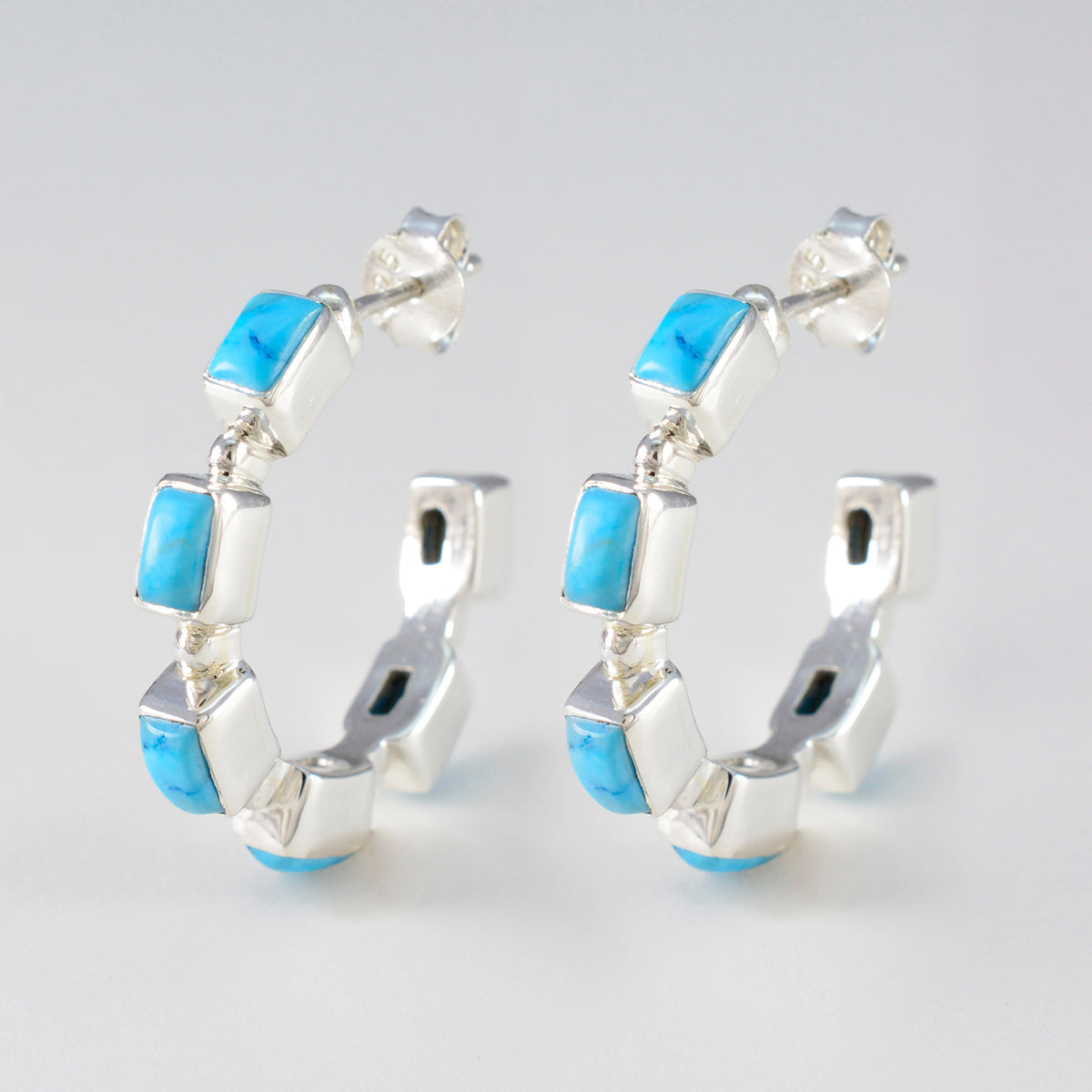 Turquoise-Korean-Autumn-multiple-Stud-Blue-92.5-Silver-Earring